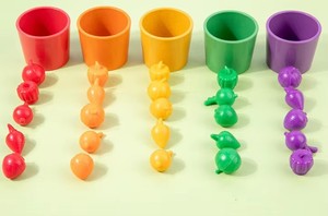 Nouvelle conception de tasse de tri de couleur de ferme de fruits en bois pour enfants jouets <span class=keywords><strong>jeux</strong></span> d'assortiment éducatifs précoces pour enfants - Product Image 5