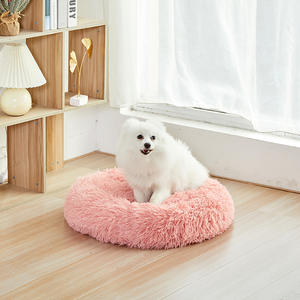 Cama portátil para mascotas de felpa ecológica lavable a máquina para perros y gatos, forma redonda, extraíble, lavable, cálida para invierno - Product Image 3