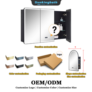 ארון אמבטיה תלוי קיר עם מראה ותאורת לד מפוארת, מונע אדים, לאחסון תרופות - Product Image 2