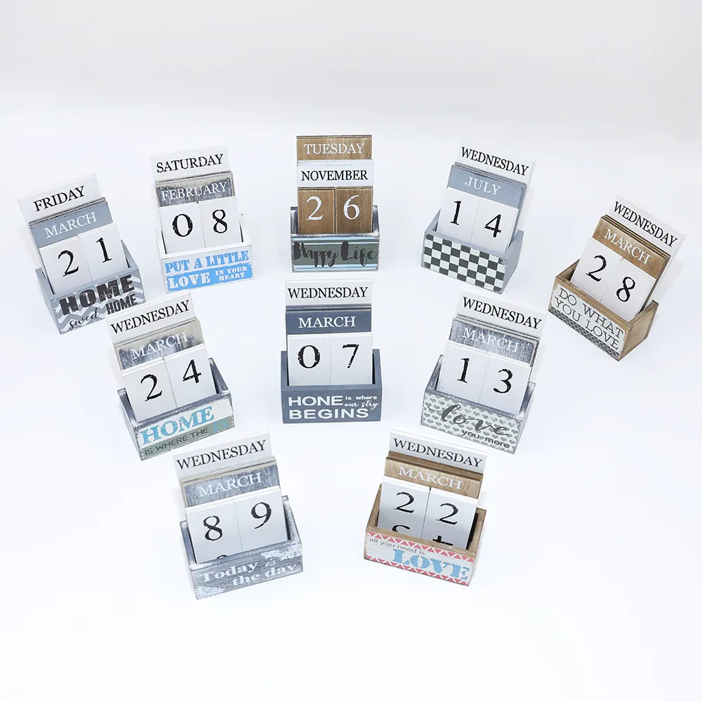 Home Decor Wood Crafts Wooden Perpetual Calendar