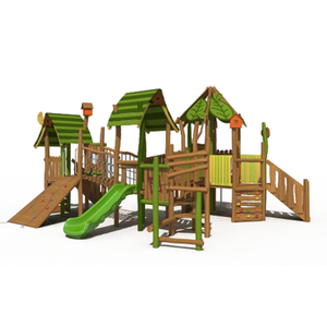 Aire de jeux extérieure de haute qualité en bois avec toboggan combiné, équipement de plein air pour enfants, parc d'attractions, design extérieur de forêt - Product Image 2