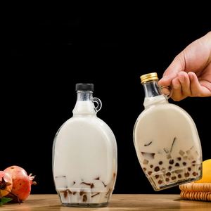 Alta calidad 150ml 250ml <span class=keywords><strong>375ml</strong></span> 500ml Tapa de tornillo vacía Botella de vidrio de jarabe de arce plano con mango pequeño - Product Image 2