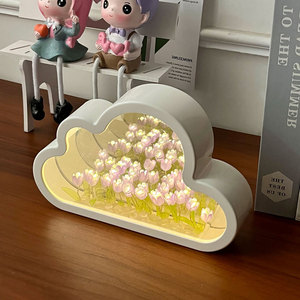 DIY <span class=keywords><strong>Tulipanes</strong></span> Lampara Flores Artificiales Luz Decoración Lámpara Decoración Dormitorio <span class=keywords><strong>Tulipanes</strong></span> Espejo Lámpara Luces de Noche - Product Image 1