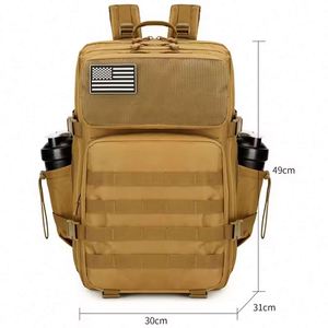 Sacs à dos de randonnée imperméables pour l'extérieur, sacs de trekking avec logo OEM, sac à dos tactique de camping 900D Oxford 45L - Product Image 3