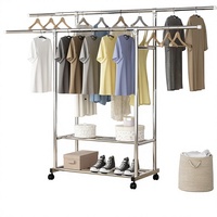 Petit séchoir à linge métallique sur pied, pliable, rétractable, à barre droite, simple ou double, style moderne et épuré