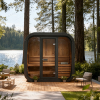 Kaca panorama merah Cedar halaman belakang taman mewah 2 4 Orang kayu ditembakan jauh inframerah rumah Villa luar ruangan  Sauna