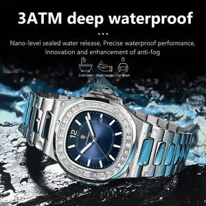 Reloj de Pulsera de Cuarzo para Hombre, Modelo 918, de Lujo, con Esfera de Diamantes, Aleación de Acero Inoxidable, Resistente al Agua, Luminoso, con Fecha, Redondo - Product Image 2