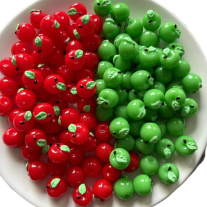 caoh Llavero de resina hecho a mano DIY, con diseño de fruta de la paz roja y vibrante, simulación de comida 3D verde, accesorios de joyería - Product Image 1
