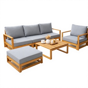 EDEN Ensemble de canapés de jardin contemporains en bois d'acacia, 6 pièces, écologiques, avec coussins imperméables, pliables, pour terrasses et hôtels - Product Image 4