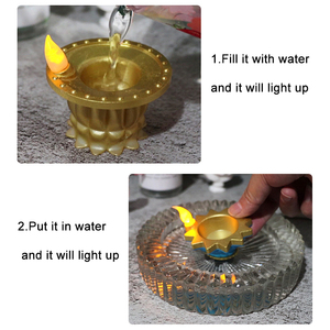 Lámpara de Aceite India con Luz <span class=keywords><strong>LED</strong></span>, Sensor de Agua, Vela Artificial sin Llama para Decoración Diya - Product Image 2