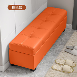 Contemporary Faux Leather <strong>Storage</strong> <strong>Bench</strong>, Tufted Top Hidden <strong>Storage</strong> Ottoman, Long Upholstered <strong>Bench</strong> <strong>for</strong> Living Room - Product Image 6