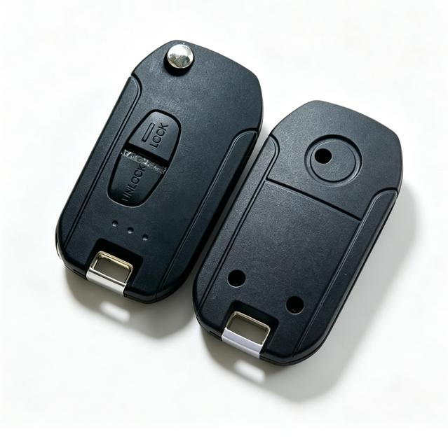 Car Key Shell Blank Case 2 Buttons Flip Folding ABS Black for Mitsubishi