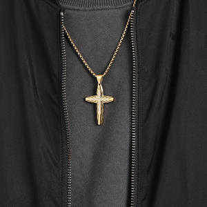 Hip Hop Curved Surface Zircon Religious Cross Anti Non Tarnish WaterProof Stainless Steel <b>Fashion</b> Jewelry Pendant <b>Necklaces</b> Men - Product Image 6
