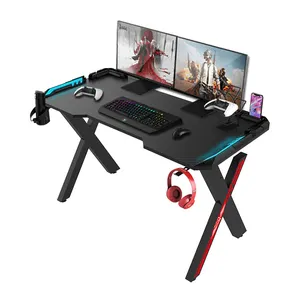 एलईडी रोशनी गेमिंग टेबल फैक्टरी इलेक्ट्रॉनिक Gamer डेस्क कस्टम पीसी गेमिंग डेस्क