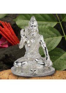 Silver Plated Lord Shiva Idol Mahadev Hindu God <b>Statue</b> for Puja Home Temple Religious Decor Spiritual Gift Collection - Product Image 5