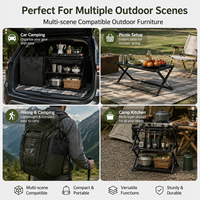 Étagère de rangement pliable multifonctionnelle d'extérieur en acier à haute teneur en carbone, organisateur multi-niveaux pour le camping, la pêche et le cyclisme StrideOut