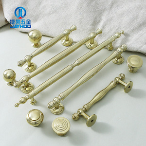 Jiehao French Style <b>Brass</b> Cabinet <b>Pull</b> Handles Bar Shape Durable For Wardrobe Door Shoe Cabinet <b>Drawer</b> Hardware - Product Image 1