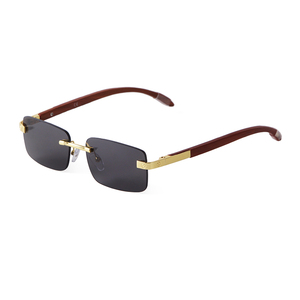 ADE WU STY535C Moda Original Pierna <span class=keywords><strong>de</strong></span> madera Gafas <span class=keywords><strong>de</strong></span> sol sin montura Marco pequeño Rectángulo Bloque <span class=keywords><strong>de</strong></span> luz azul Gafas ópticas al por mayor - Product Image 1