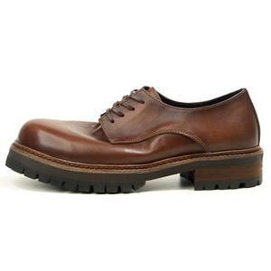 Chaussures habillées et Richelieu en cuir pour hommes, de style italien rétro, de haute qualité, avec lacets, semelle épaisse, fabriquées à la main, pour affaires et occasions décontractées - Product Image 3