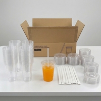 ZF CUP Lot de 100 Gobelets transparents personnalisables pour café glacé, boissons, bubble tea, limonade froide, eau, gobelets boba hauts avec couvercles et pailles