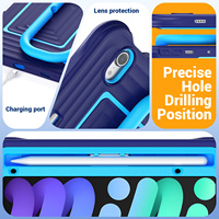 Étui de tablette hybride PC silicone antichoc pour enfants avec support multi-angles, porte-crayon et bandoulière pour iPad Mini 6ème génération/A17 Pro