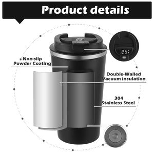 Nouvelle conception, gobelet isotherme en acier inoxydable à double paroi de 12 oz et 16 oz, sans BPA, anti-fuite, avec poignée et couvercle, pour le camping - Product Image 4