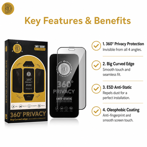ฟิล์มกันรอยกระจกนิรภัย Golden Diamond ESD 4 <span class=keywords><strong>ท</strong></span>าง ป้องกันการมองเห็น 360 องศา ขอบกระจกใส รองรับการสัมผัสหน้าจอ สำหรับ iPhone 16 17 18 Pro <span class=keywords><strong>Max</strong></span> - Product Image 2
