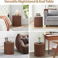 Chevet rond double moderne et rétro (peut également servir de table d'appoint) avec texture noyer