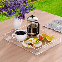 Plateaux de service arabes modernes rectangulaires de taille personnalisée présentoir de plateau d'équipements d'hôtel en acrylique transparent de luxe plateau de service pour café nourriture