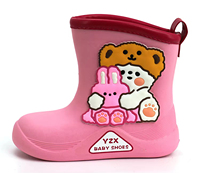 YLK082 Bottes de pluie en PVC pour enfants, filles, tout-petits, mode rose, mi-mollet, résistantes à l'eau, vente en gros
