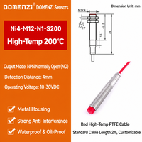 Sensor de proximidad inductivo sin contacto M12 para detección de alta temperatura en hornos y plantas de acero Domenzi, 200 ° Salida C, NPN y PNP