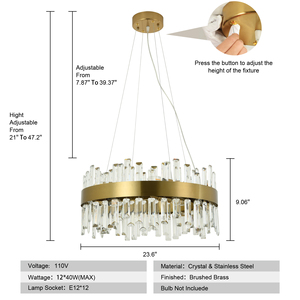 Luminaire suspendu LED élégant, lustre en cristal de luxe pour salon, chambre à coucher - Product Image 3