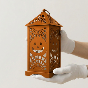 Lanterne d'Halloween en métal noir en gros avec motif Jack O' Lantern pour la décoration intérieure - Product Image 6
