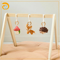 Jouet sensoriel personnalisé pour bébé, animaux de la forêt en peluche avec anneau de dentition, renard, lapin, ours en peluche doux, à suspendre au berceau ou à la poussette, cadeau pour nouveau-né