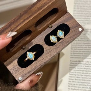 Vendita calda S925 anello di lusso in argento placcato oro magico gioielli speciali con sogno blu opale taglio ovale stile <span class=keywords><strong>palazzo</strong></span> <span class=keywords><strong>diamante</strong></span> - Product Image 4