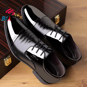 Zapatos de boda de otoño de charol brillante con cordones, estilo coreano, de negocios, con punta, formales, casuales, transpirables, duraderos, de talla grande - Product Image 3