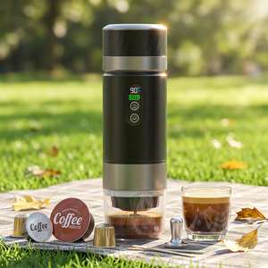 เครื่องชงกาแฟพกพาใหม่เอี่ยมจากโรงงาน พร้อมแบตเตอรี่ถอดได้ ร้อนเร็ว เครื่องทำเอสเพรสโซไฟฟ้าขนาดเล็ก สำหรับการเดินทาง แคมป์ปิ้ง ฟิตเนส รับผลิตแบบ OEM - Product Image 1