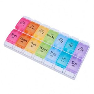 Organizador de Pastillas Grande de Plástico, Libre de BPA, a Prueba de Niños, Multicolor, con Botón de Presión Fácil, 7 Días, Dos Veces al Día, AM/PM, para Personas Mayores - Product Image 1