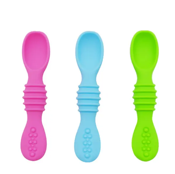 Silicone Baby Lepel Sticky Lepel Kind Baby Training Complementaire Voedsel Zachte Hoofd Lepel Kan Bijten Hand Holding Type