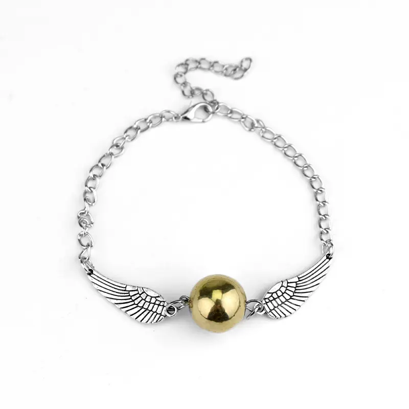 Pulseira de ouro hp potters, bracelete com asas de anjo e dourado