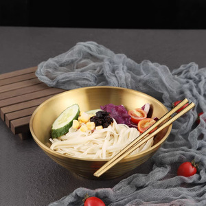 Tazones para Fideos de Acero Inoxidable, Color Dorado, Forma Cónica Grande, Doble Capa, Anti-Escaldaduras, Uso Comercial - Product Image 2
