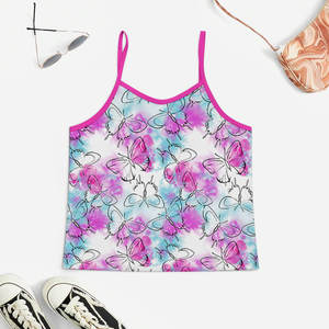 Conjunto de pijama de camisola con estampado personalizado para mujer, pijama de tirantes de tela rota de punto para verano y otoño para primavera - Product Image 2