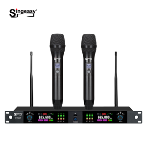 Nouveau modèle de sac de <span class=keywords><strong>guitare</strong></span> sans fil UHF rechargeable avec deux microphones à main pour la réunion de spectacle <span class=keywords><strong>et</strong></span> KTV - Product Image 1