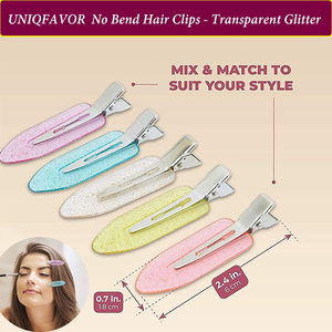 Pinces à <span class=keywords><strong>cheveux</strong></span> scintillantes sans courbure <span class=keywords><strong>pince</strong></span> à coiffer <span class=keywords><strong>plate</strong></span> sans pli Bang barrettes de coiffure sans couture pour maquillage épingles à <span class=keywords><strong>cheveux</strong></span> sans courbure - Product Image 4