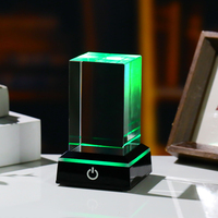 Bloque de Cristal K9 Sólido de 5*5*8CM con Base LED para Grabado Láser 3D, Cristal Transparente con Caja de Regalo Negra, MOQ Bajo