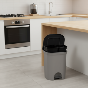 Keeper <b>Step</b> And Close Duo Waste Bin 30L Dual Compartment Pedal Operated <b>Kitchen</b> Trash Can - Product Image 3