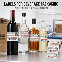 Label Peringatan Minuman Beralkohol Kustom, Stiker Gulung Perekat Sendiri Resolusi Tinggi BOPP Putih untuk Botol Anggur dan Minuman Keras