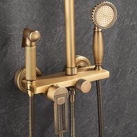 Ensemble de douche en bronze antique avec douchette pressurisée pour salle de bain, ensemble complet