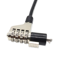 Câble de sécurité antivol pour ordinateur portable à 4 cadran, avec verrouillage par mot de passe - Alliage de zinc et acier, argent/noir, en stock