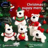 Porte-clés en peluche chien de Noël, pendentif mignon chiot, jouet en peluche doux pour couple, ornement de sac à dos, cadeau en gros